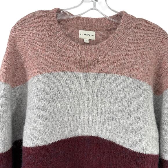 Silverflint Sweater Womens XS Oversized Wool Alpaca Blend Multicolor Striped Top - Picture 2 of 6